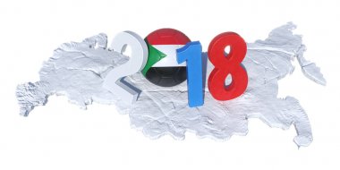 d yatırılır bir Sudan Sudan bayrağı futbol topu ile yazılı 2018