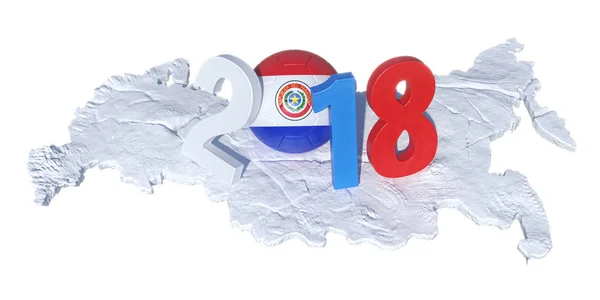 2018 geschrieben mit einer paraguayischen alten Flagge Fußball whi — Stockfoto
