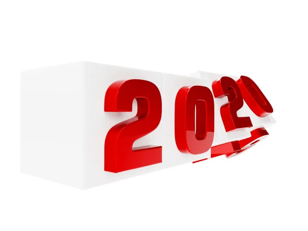 White boxes 2019 rotating to 2020. New Year concept — Stock Photo, Image