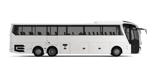 Biały duży autobus wycieczkowy prawy widok — Zdjęcie stockowe