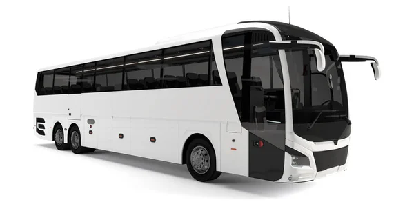 White big tour bus front right angle view — Stockfoto