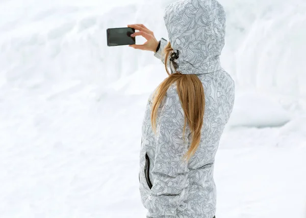 観光高山の中腹に selfies になります — ストック写真