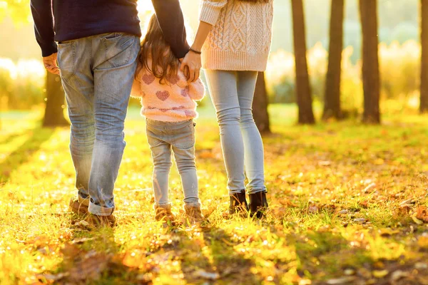 Famille Jouer Dans Parc Automne Avoir Plaisir — Photo