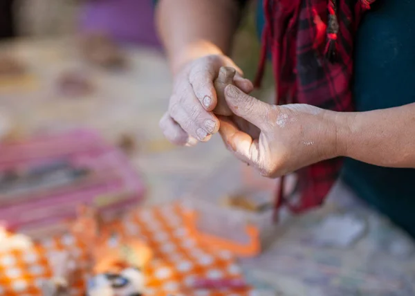 Children Make Clay Figures Pottery — Stock Photo, Image