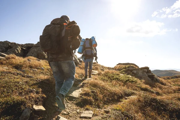 Trail Hög Park Team Horisont Lycklig Uthållighet Dal Resa Himmel — Stockfoto