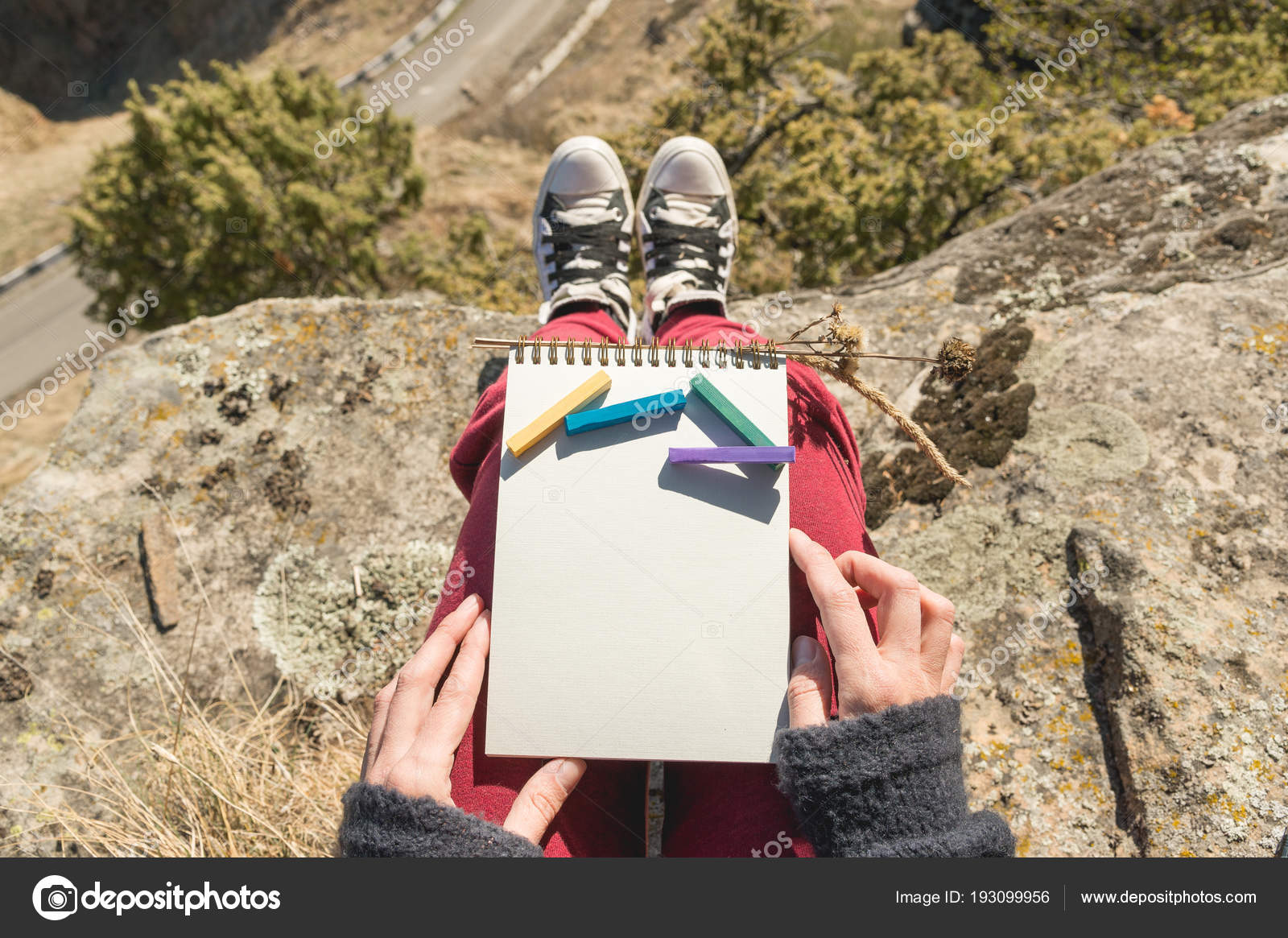 View From The First Person On The Female Lap Is A Notebook With