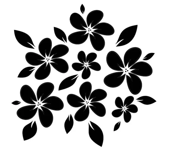 Bouquet de fleurs printemps noir et blanc — Image vectorielle