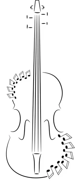 Line violin with notes — Stock Vector