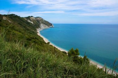 View of the Adriatic coast in the Marche region of Italy. Beach called Mezzavalle near the town of Ancona. clipart