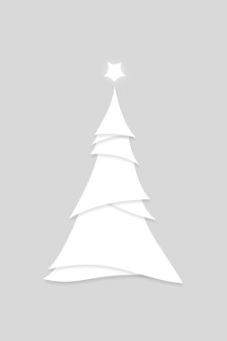 Minimalist Stil Modern Beyaz Noel Ağacı İllüstrasyonu 