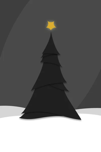 Estilo minimalista Modern Black Christmas Tree Ilustração — Fotografia de Stock