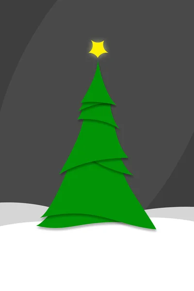 Estilo minimalista Moderno Verde Árbol de Navidad Ilustración — Foto de Stock