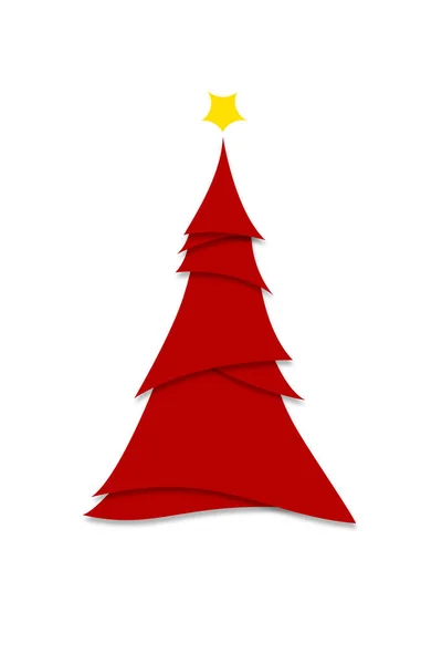 Estilo minimalista Moderno árbol de Navidad rojo Ilustración — Foto de Stock