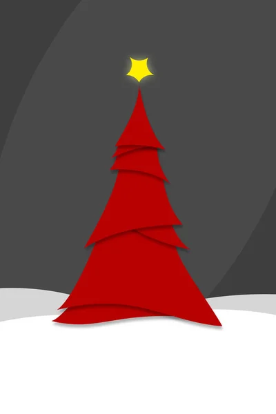 Estilo minimalista Modern Red Christmas Tree Ilustração — Fotografia de Stock