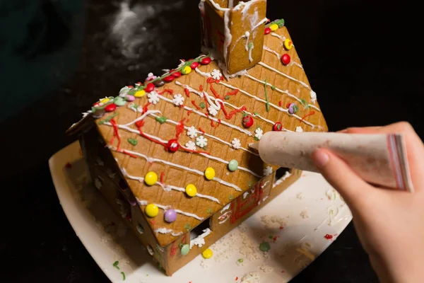 Kids First Gingerbread House Activity — Stock Photo, Image