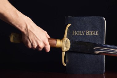 Young Athletic Man with His Bible and Sword
