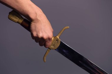 Young Athletic Man Holding His Sword