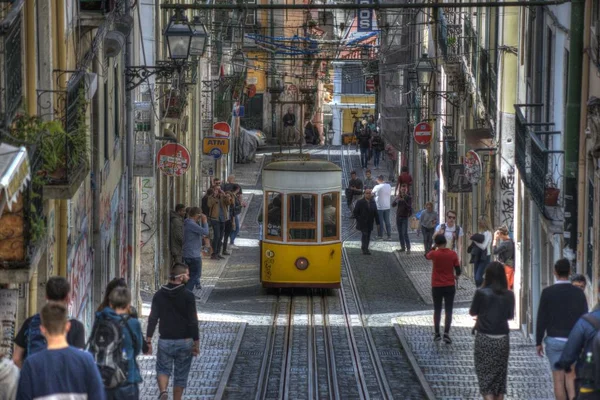 Ascensor Bica Ascensor Lisboa Sin Embargo Paseo Proporciona Mucha Emoción — Foto de Stock