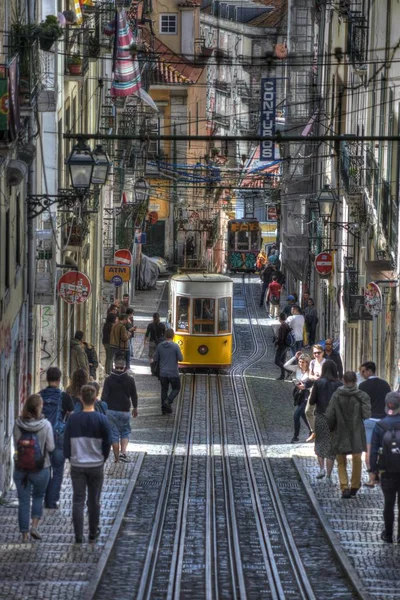 Elevador Bica Ascensor Lisboa Pero Paseo Proporciona Mucha Emoción Conecta — Foto de Stock
