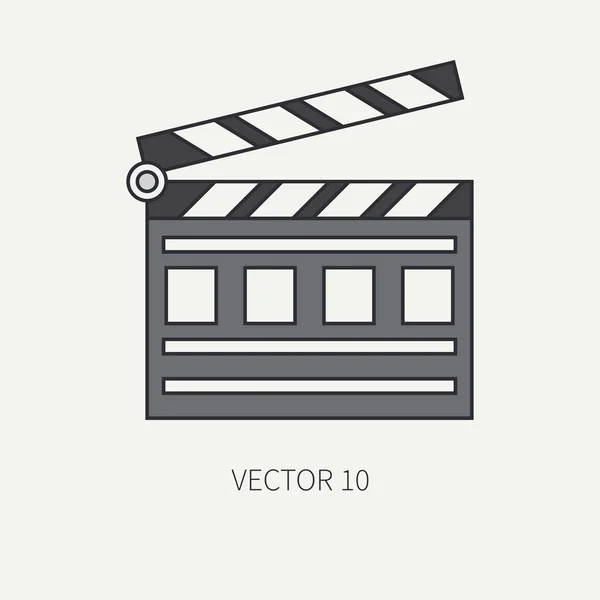 Film yapımı ve Multimedya Klaket düz renk vektör simge unsurları satır. Karikatür tarzı. Sinema. Vektör çizim ve tasarım ve duvar kağıdı için öğe. Koleksiyon. Video ekipmanları.
