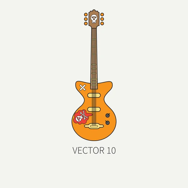 Linha plana cor vetor ícone instrumentos musicais guitarra elétrica. Estilo punk rock. Textura ilustração para o seu design, papel de parede . — Vetor de Stock