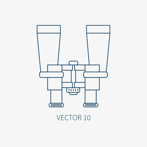 Linie flacher Vektor blau marine Symbol mit nautischen Design-Elemente - Fernglas. Cartoon-Stil. Illustration und Element für Ihr Design. Abenteuer im Meer. Ozean. Marine. Navigation. maritim. Jahrgang. — Stockvektor