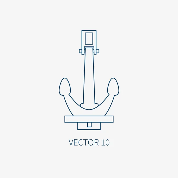 Lapos vektor kék tengeri ikonján tengeri tervezési elemekkel - retro horgony. Rajzfilm stílusú. Illusztráció és az elem a design. Tengeri kalandok. Óceán. Haditengerészeti. Navigáció. Tengeri. Vintage. — Stock Vector
