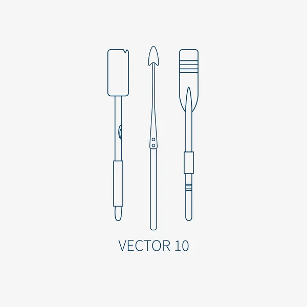 Deniz tasarım öğeleri - zıpkın ve raket ile çizgi düz vektör deniz simgesi. Karikatür tarzı. Şekil ve tasarımınız için öğe. Deniz macera. Okyanus. Deniz. Gezinti. Deniz. Vintage.