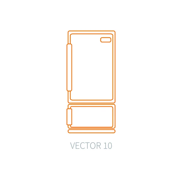 Line flat vector geschirr symbole - kühlschrank. Besteckwerkzeuge. Cartoon-Stil. Illustration und Element für Ihr Design. Ausrüstung zur Zubereitung von Lebensmitteln. Küche. Haushalt. Kochen. Koch. Kühlschrank. — Stockvektor