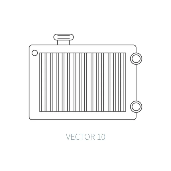 Çizgi düz vektör simge araba tamir bölümü radyatör. İçten yanmalı motoru öğeleri. Endüstriyel. Karikatür tarzı. Şekil ve tasarımınız için öğe. Basit. Tek renkli. Oto Servisi. Bakım.