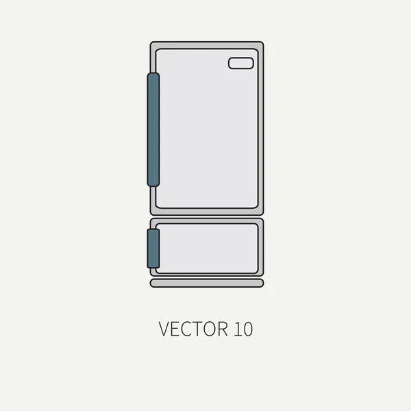 Linie Farbvektor Geschirr Symbole - Kühlschrank. Besteckwerkzeuge. Cartoon-Stil. Illustration und Element für Ihr Design. Ausrüstung zur Zubereitung von Lebensmitteln. Küche. Haushalt. Kochen. Koch. Kühlschrank. — Stockvektor