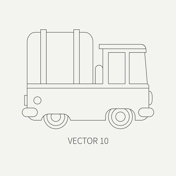 Mobil staf layanan ikon vektor datar baris. Kendaraan komersial. Gaya kartun vintage. Transportasi kargo. Ambil truk pedesaan. Mengeluarkan kapasitas otomatis. Jalan. Ilustrasi dan elemen untuk desain Anda - Stok Vektor