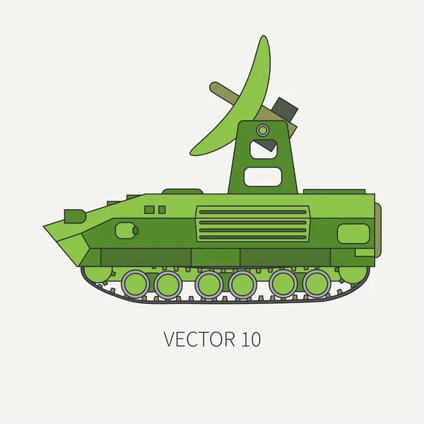 Hat düz renk vektör simge İstihbarat Servisi ordu kamyonu zırhlı. Askeri araç. Çizgi film vintage tarzı. Askerler. Tank Kolordusu. Traktör ünitesi. Çekici. Basit. Şekil ve tasarımınız için öğe.