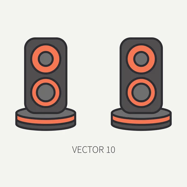 Line flat color vector computer part icon audio speakers. Cartoon. Digital gaming and business office pc desktop device. Innovation gadget. Sound. Illustration and element for your design, wallpaper. — Stock Vector