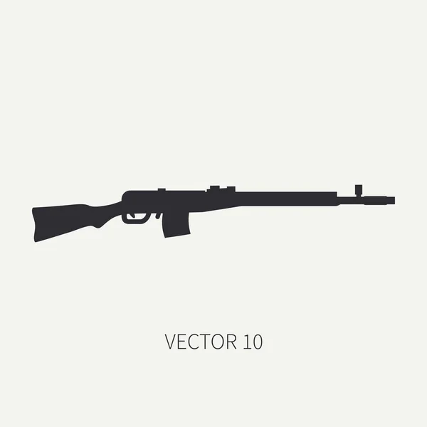 Silhouette. Line flat vector military icon rifle, carbine. Army equipment and armament. Legendary retro weapon. Cartoon. Assault. Soldiers. War. Illustration and element for your design and wallpaper. — Stock Vector