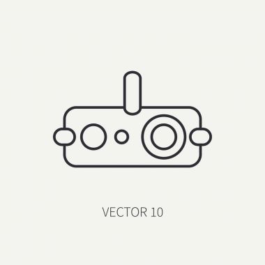 Satırı düz vektör askeri simgesi - gece görüş cihazı. Ordu donatım ve silahlar. Saldırı. Askerler. Donatma. Mühimmat. Karikatür tarzı. Vektör çizim ve tasarım ve duvar kağıdı eleman.