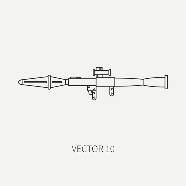 Ligne vecteur plat lance-grenades icône militaire. Equipements et armes de l'armée. Cartoon style. L'armée. Agression. Soldats. L'armement. Des munitions. Illustration vectorielle et élément pour votre design et papier peint — Image vectorielle