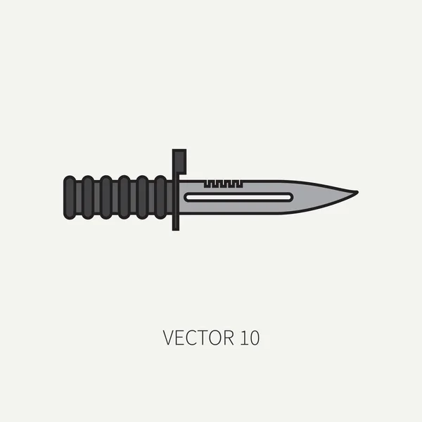 Szalagkábel, színes, vektor katonai ikonján - kés-szurony. Hadsereg felszerelésekkel és fegyverek. Rajzfilm stílusú. Támadás. Katonák. Fegyverzet. Lőszer. Vektoros illusztráció és az elem a design és a háttérkép. — Stock Vector