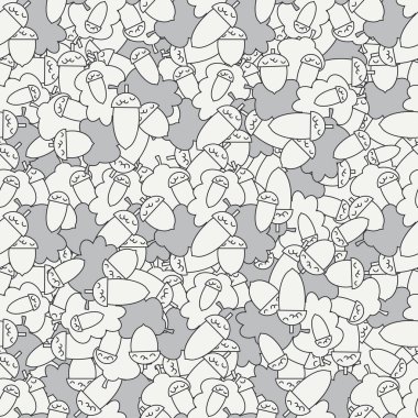 Meşe yaprağı ve meşe palamutları ile ekolojik tarzda geometrik seamless modeli. Duvar kağıdı. Kağıt ambalaj. Karalama defteri. Vektör çizim. Arka plan. Tasarım, duvar kağıdı için grafik doku.