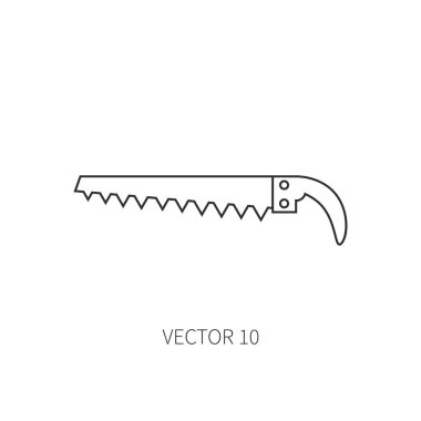 Düz vektör simge Bahçe aracı line - gördüm. Karikatür tarzı. Vektör çizim ve tasarım ve duvar kağıdı eleman.