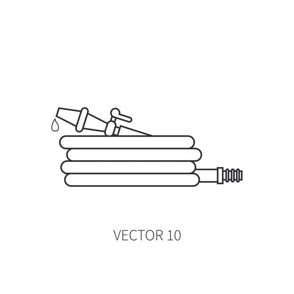 Line flacher Vektor Symbol Gartenwerkzeug - Gartenschlauch. Cartoon-Stil. Vektorillustration und Element für Ihr Design und Ihr Hintergrundbild. — Stockvektor