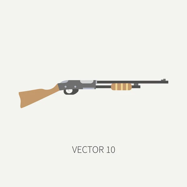 Línea azulejo color vector caza y camping icono escopeta, rifle. Equipo de cazador, armamento. Estilo de dibujos animados retro. Viajes de vida silvestre. Camuflaje. Bosque. Ilustración y elemento para su diseño, papel pintado — Vector de stock