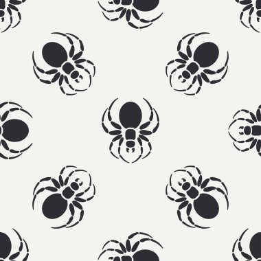 Kara dul örümceği sorunsuz yaban hayatı fauna desenle düz tek renkli vektör. Basitleştirilmiş. Karikatür tarzı. Böcek. Web. Entomoloji. Doğa. Yırtıcı hayvan. İllüstrasyon, öğe tasarım duvar kağıdı için.