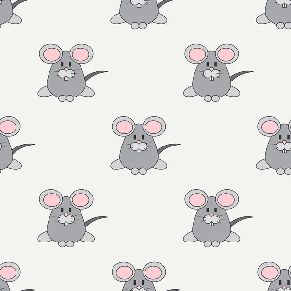 Platte lijn kleur vector naadloze patroon schattige dier voor babyproducten - muis. Cartoon stijl. Childrens doodle. Babyhood. Pasgeborene. Vectorillustratie, element voor uw ontwerp, behang. Kinderen. Boerderij. — Stockvector