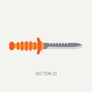 Renk düz vektör dalgıç sualtı ekipman simgesi kurbağa adam bıçağı. Retro tarzı. Okyanus derin, deniz plaj. Snorkeling. Yaz macera tatili. Scuba. İllüstrasyon, öğe için tasarım ve duvar kağıdı