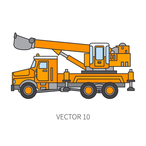 Color flat vector icon construction machinery truck excavator. Industrial style. Corporate cargo delivery. Commercial transportation. Building. Business. Engineering. Diesel. Illustration for design. — Stock Vector