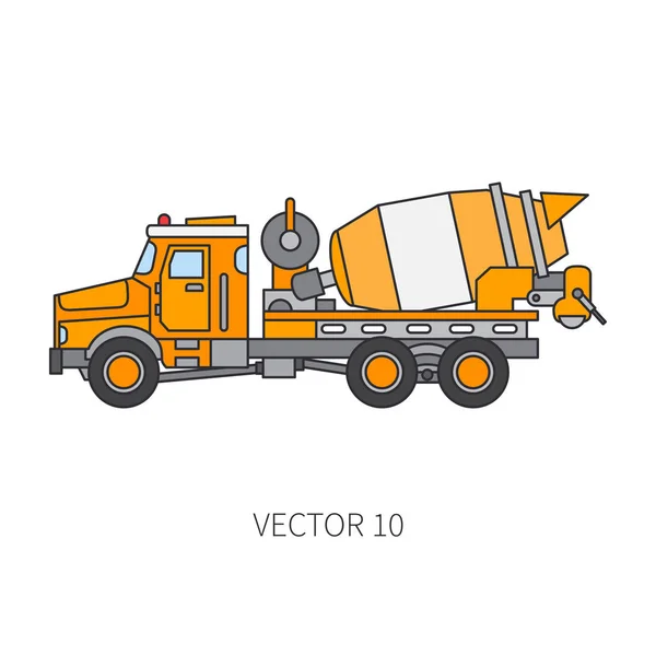 Color vector icon construction machinery truck cement mixer. Industrial style. Corporate cargo delivery. Commercial transportation. Building concrete business. Engineering. Diesel. Illustration design — Stock Vector