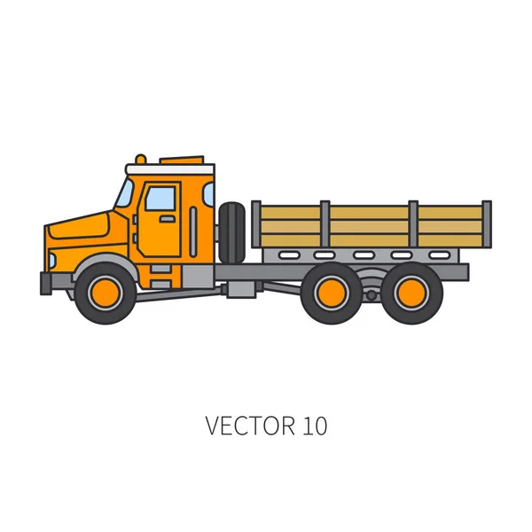 Color flat vector icon construction machinery truck tipper. Industrial style. Corporate cargo delivery. Commercial transportation. Building business. Engineering. Diesel power. Illustration for design — Stock Vector