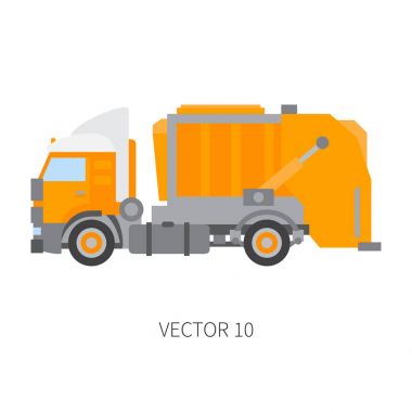 Renk düz vektör simge inşaat makine çöp kamyonu tipper. Sanayi tarzı. Kurumsal kargo teslim. Ticari ulaşım. Geri dönüşüm dökümü. İş. Dizel güç. Çizimde tasarım.