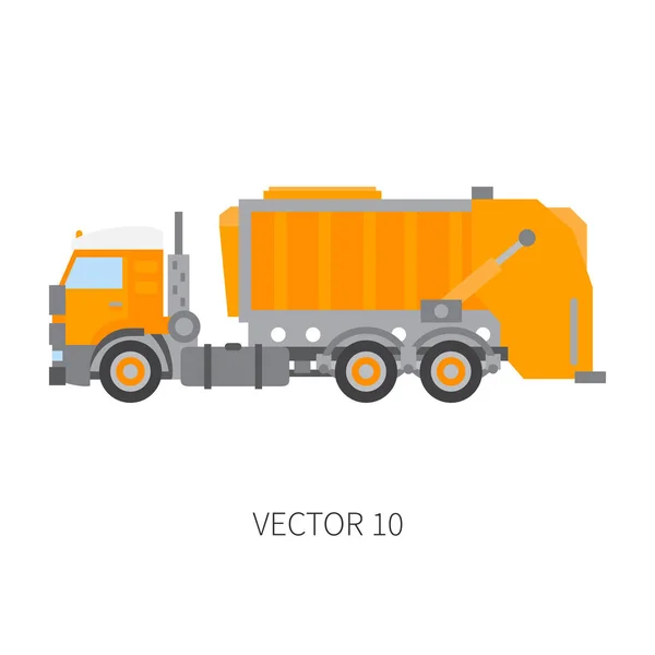 Cor ícone de vetor simples máquina de construção basculante caminhão de lixo. Estilo industrial. Entrega de carga corporativa. Transporte comercial. Reciclagem de lixo. Negócios. Potência diesel. Desenho ilustrativo . — Vetor de Stock